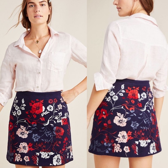 Anthropologie Alene Embroidered Sweater Skirt - Picture 3 of 6